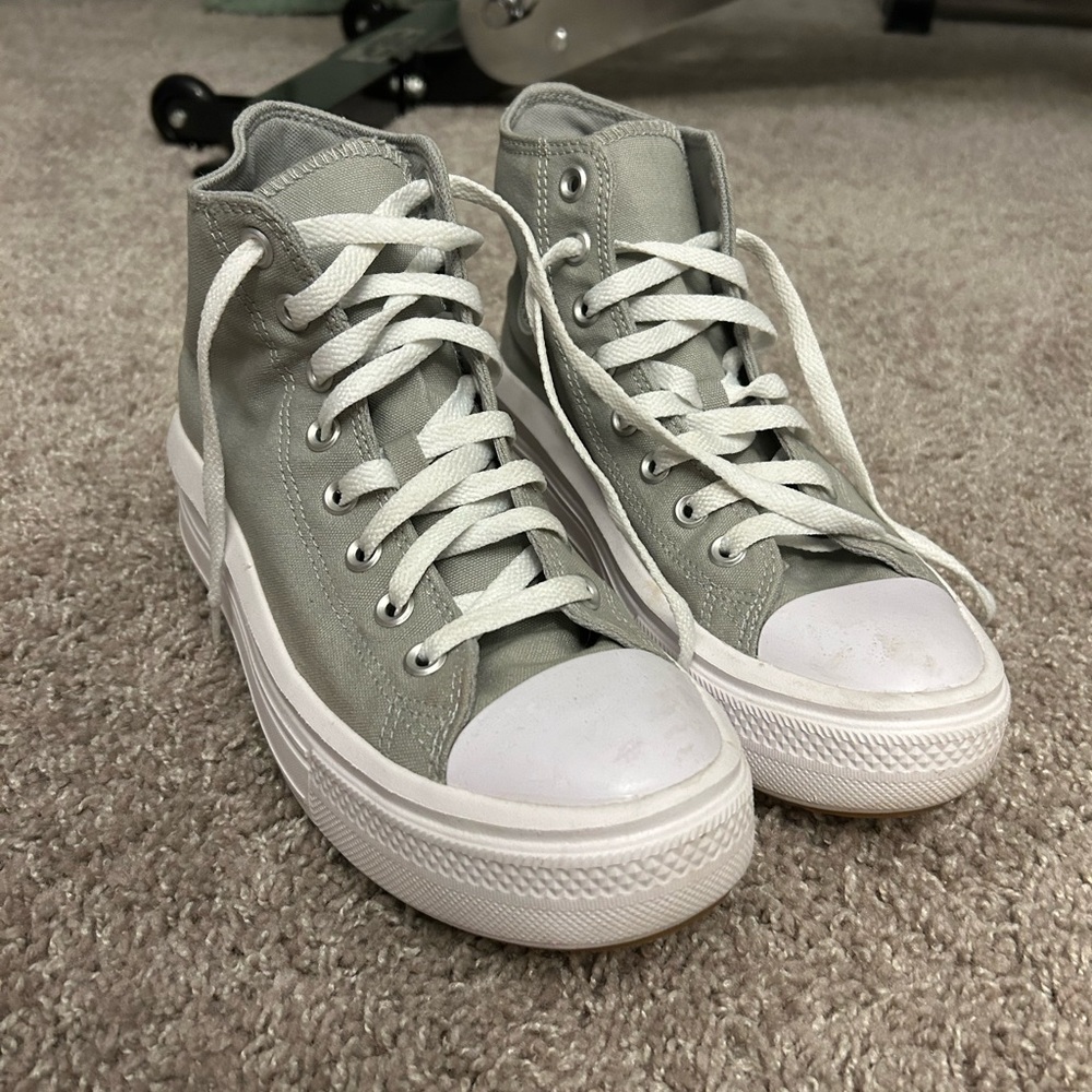 Converse high top platforms sage green